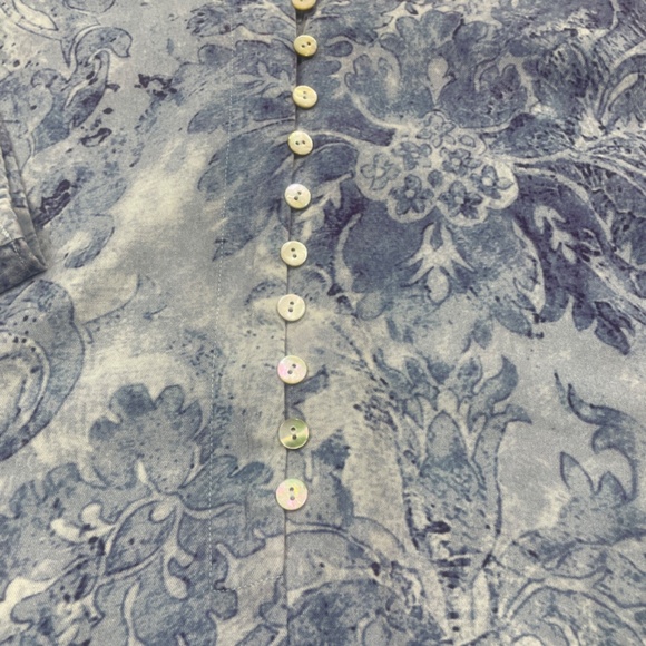 Soft Surroundings Small Blue Print 100% Tercel 1/2 Button Front - Picture 3 of 7